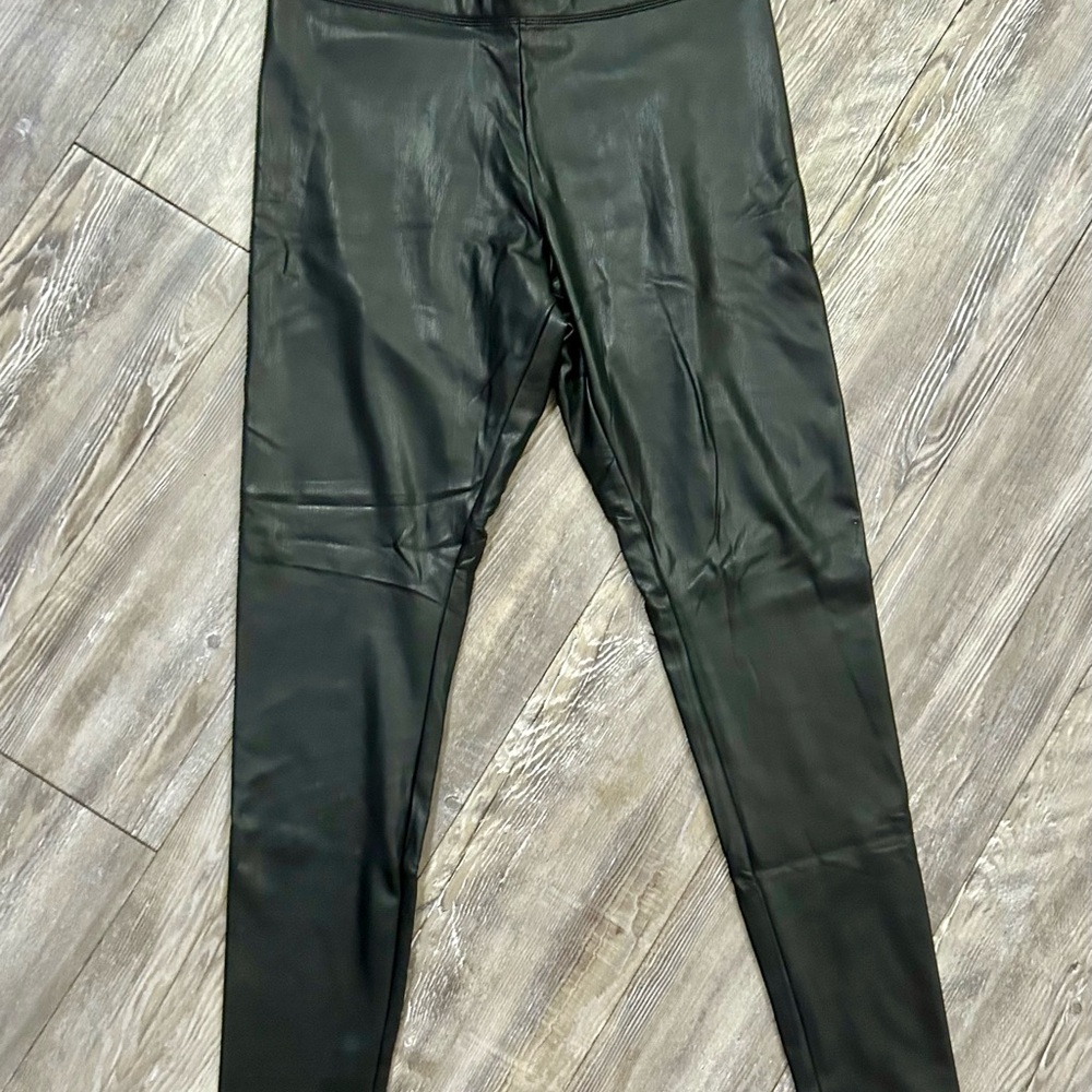 Express Black Faux Leather Leggings with High Shine
